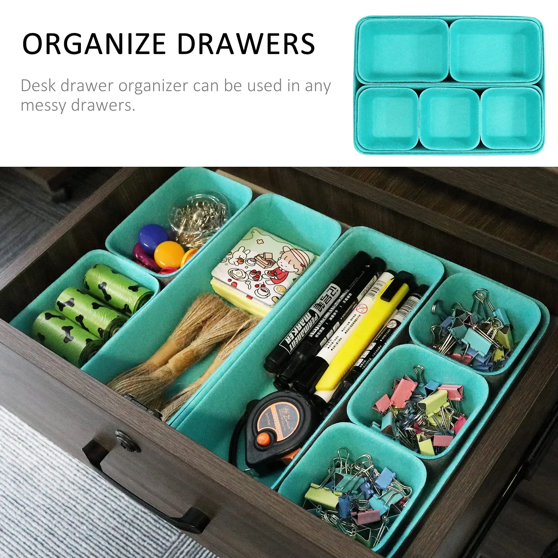 Discount Double Color Set of 8 Drawer Organizer Set Felt Storage Bin Felt Desk Organizer Storage Basket Manufacturers, Manufacturer