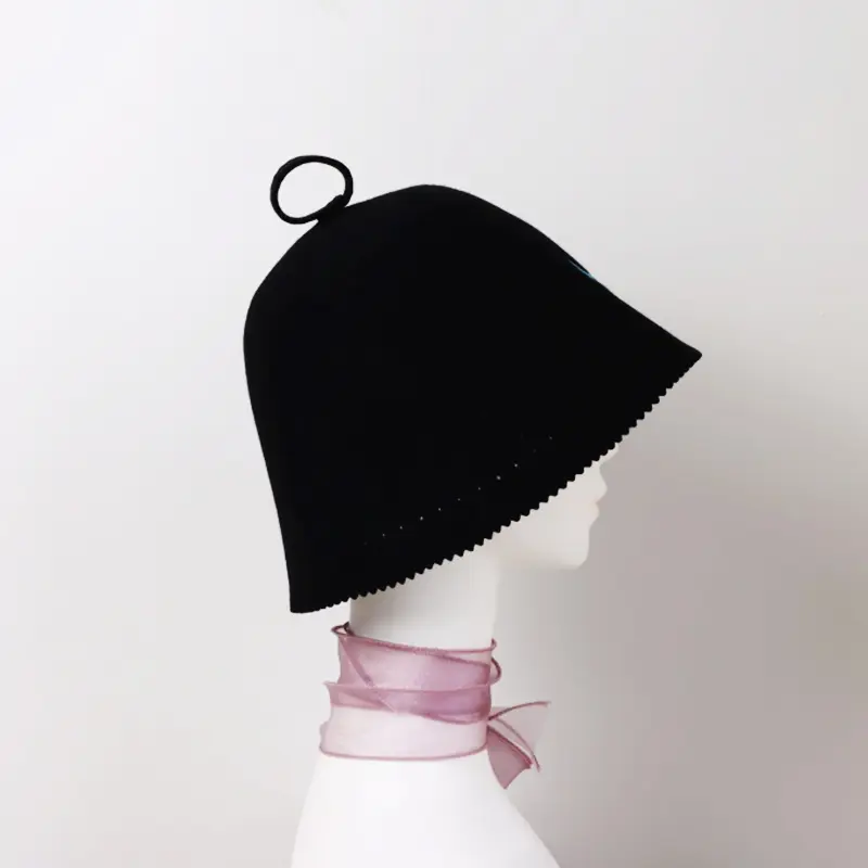 Wholesale High Quality Eco-Friendly Luxury Merino Wool Sauna Hat Soft Reusable Custom Embroidery Logo for Cooling Hair Care Unisex Adult Exporters, Product