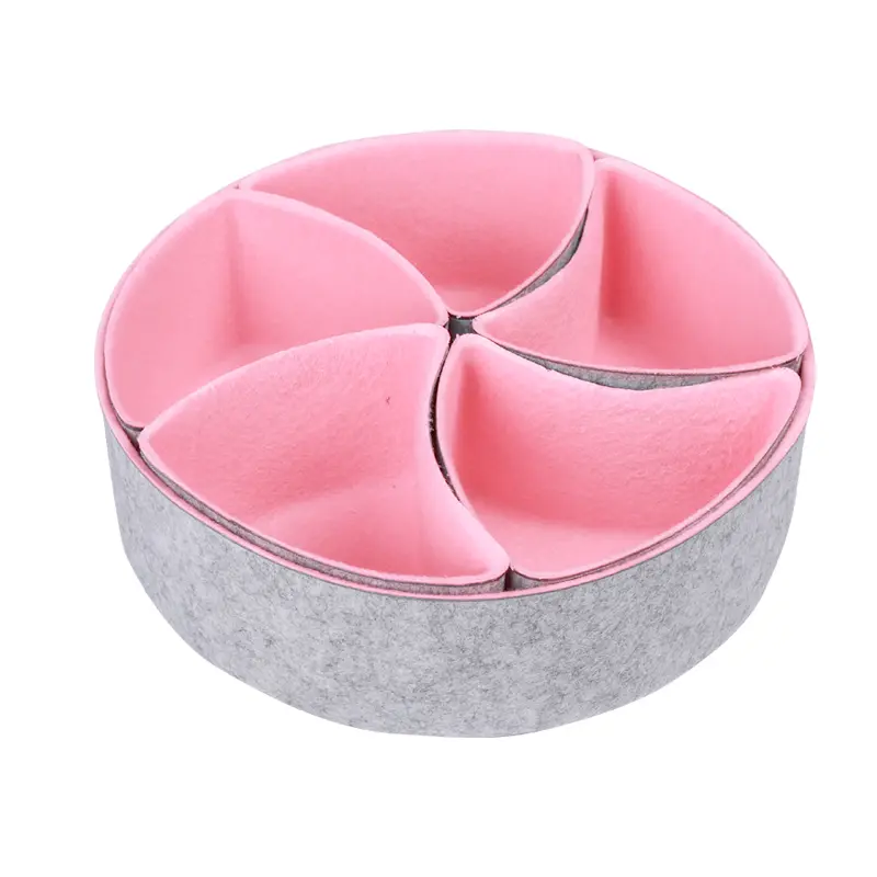 Discount Modern Set of 6PC Felt Fabric Drawer Organizers round Shape Felt Storage Baskets for Tableware Stylish Desk Organizers Company, Product
