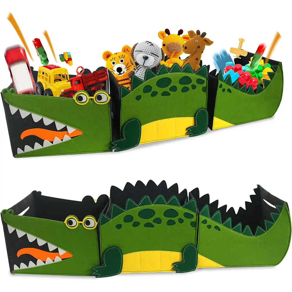 Cheap Removable Felt alligator storage box Cartoon children's toys storage bag Felt organizer removable storage box Factories, Exporter