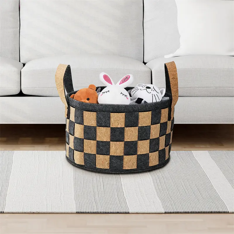wood felt woven storage basket set03kfn