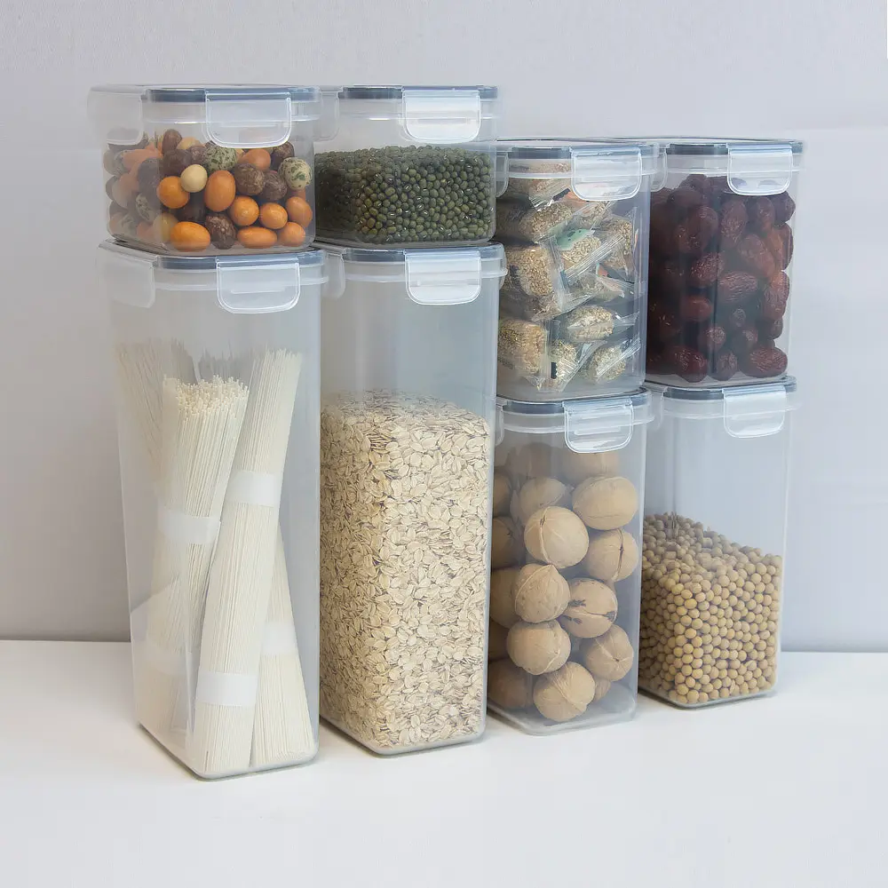 Discount Different size Transparent Plastic Food Storage Boxes Cereal Container Dry Food airtight food storage bin Factory, Companies