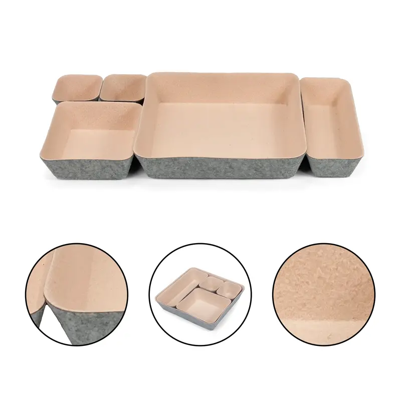 Wholesale Custom 5PC Felt Drawer Organizer Felt Storage Bin Desk Office Organizer