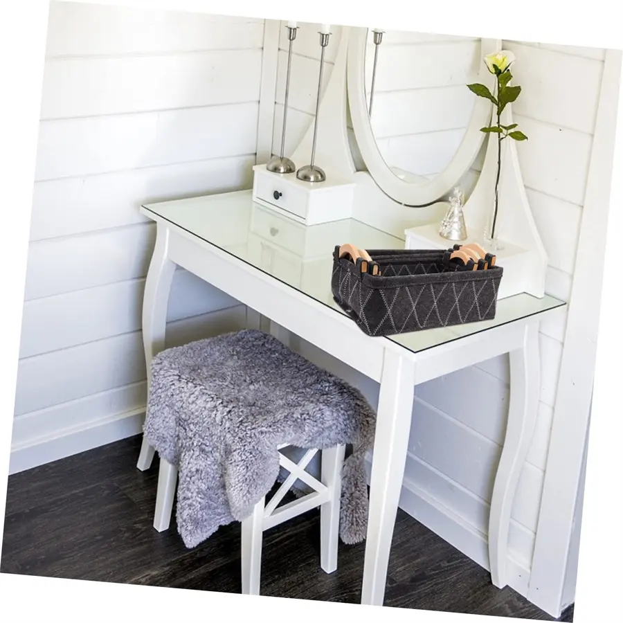 Felt Storage Basket Woven Desk Rectangular Wood Ha012h6