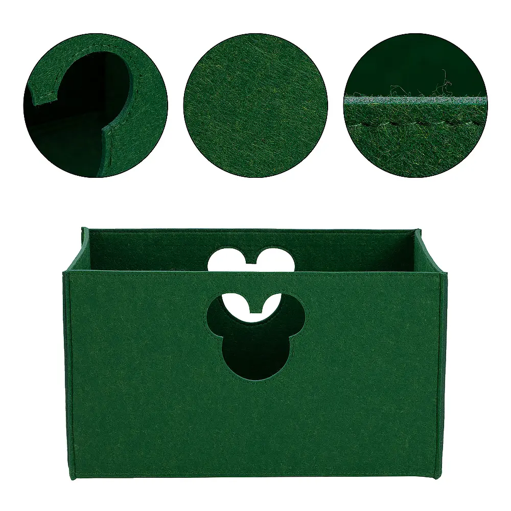 Wholesale Cartoon Felt Storage Basket with Unique Handles Green Storage Basket Felt