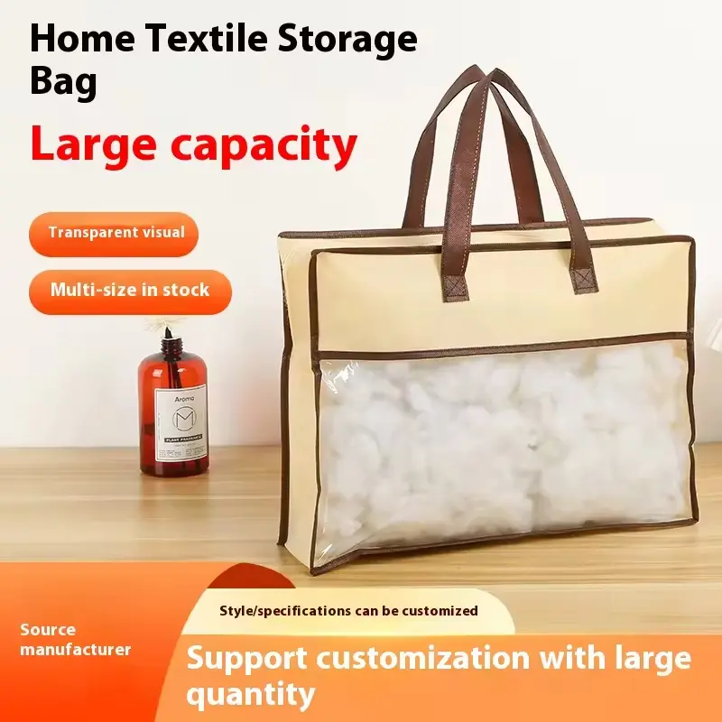 Buy Transparent PVC Quilt Storage Bag Four-piece  Non-Woven Zipper Customizable Bedding Packaging for Home Textile Pillow Blanket and Bed Sheet Exporter, Companies