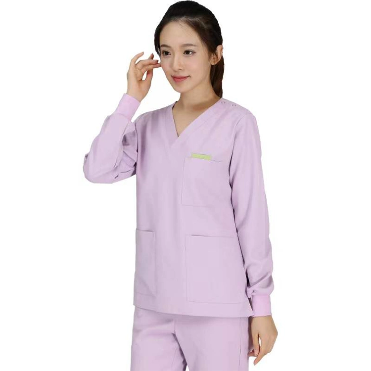 in Stock Grey-Blue Short Sleeve V-Neck Nurse Scrubs Uniform Nurses Hospital Medical Wear Uniforms Sets Nursing Scrubs Suit