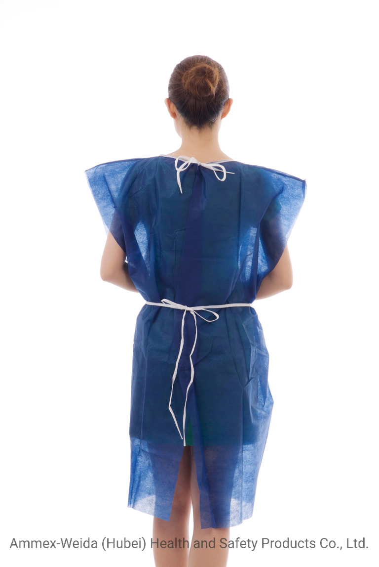 Medical Use Non-Woven Patient Gown Without Sleeves/Disposable Use Dark Blue Patient Gown