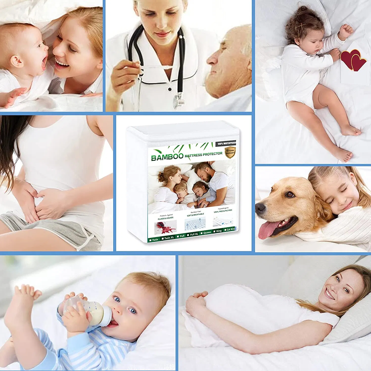Premium Bamboo Mattress Protector Full Size Waterproof