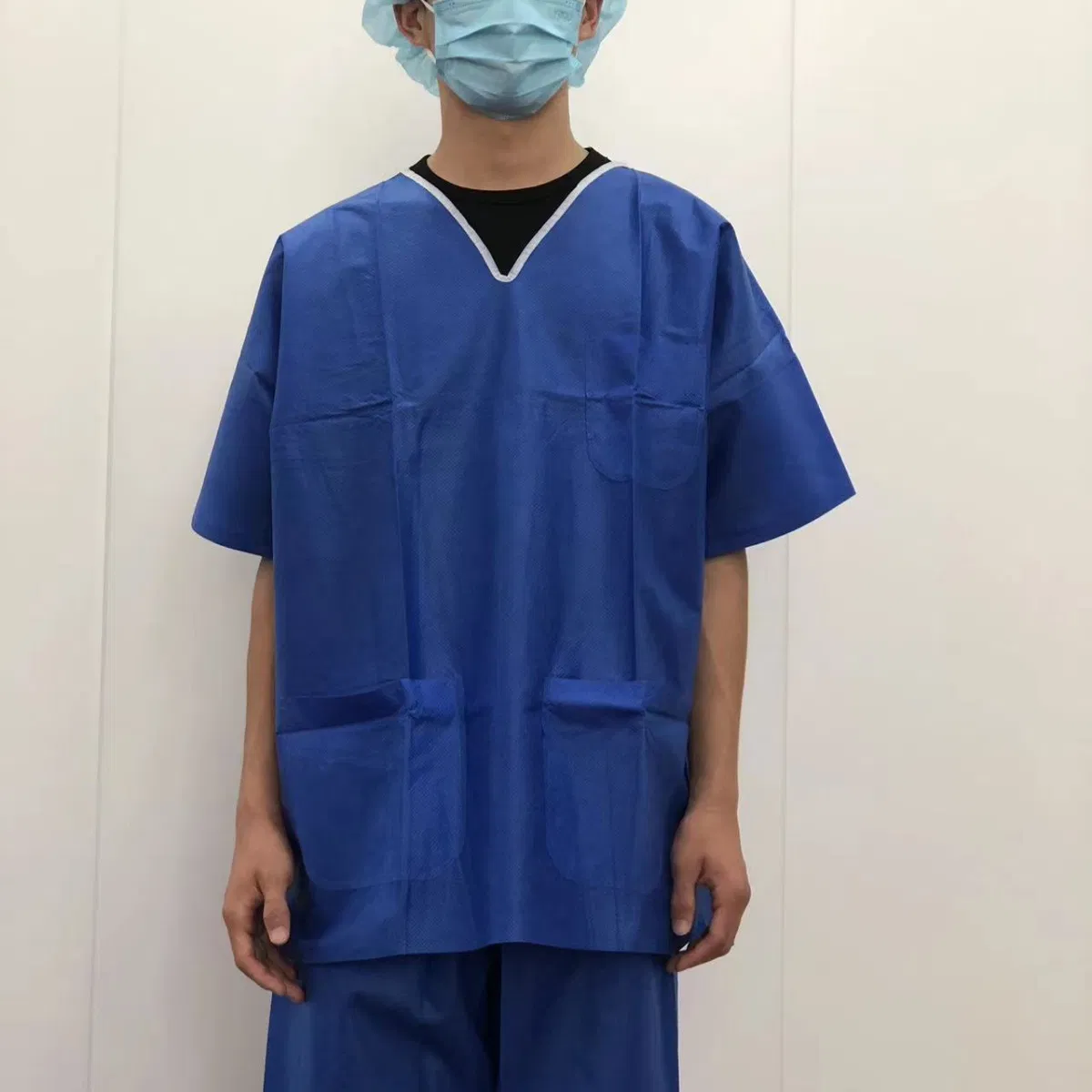 High Quality Disposable Medical Supply V-Collar Scrub Suit with CE Certification Hospital Uniform for Doctor Nurse Dental Use