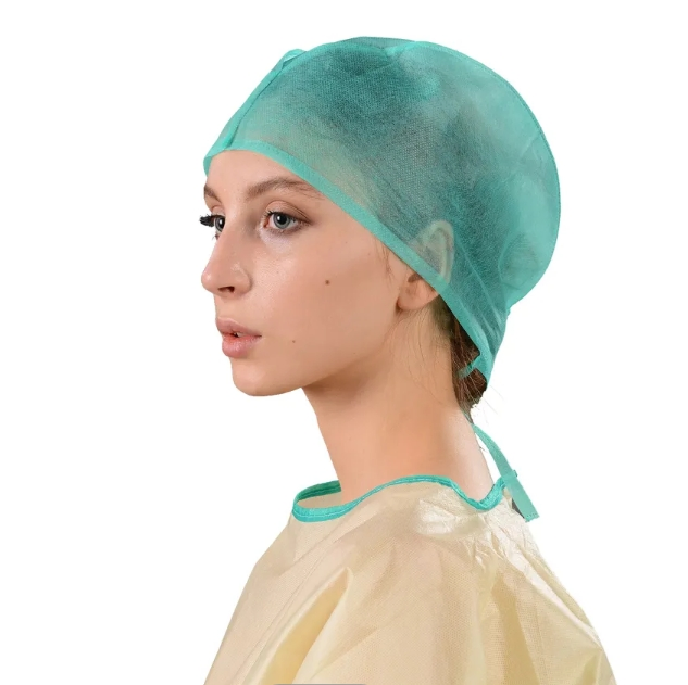 Hot Selling Medical Surgeon Doctor Nurse Cap with Ties for Hospital Lab Cleanroom Use