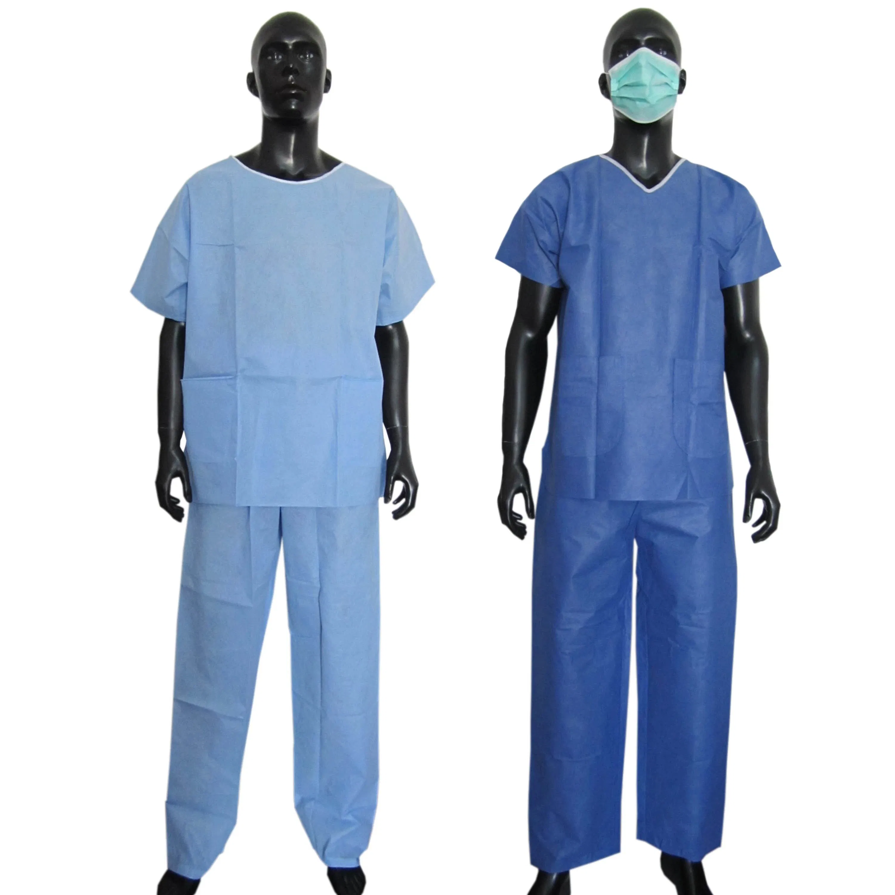 PP SMS Patient Gown Scrub Suit Short Sleeves Shrit with Pants