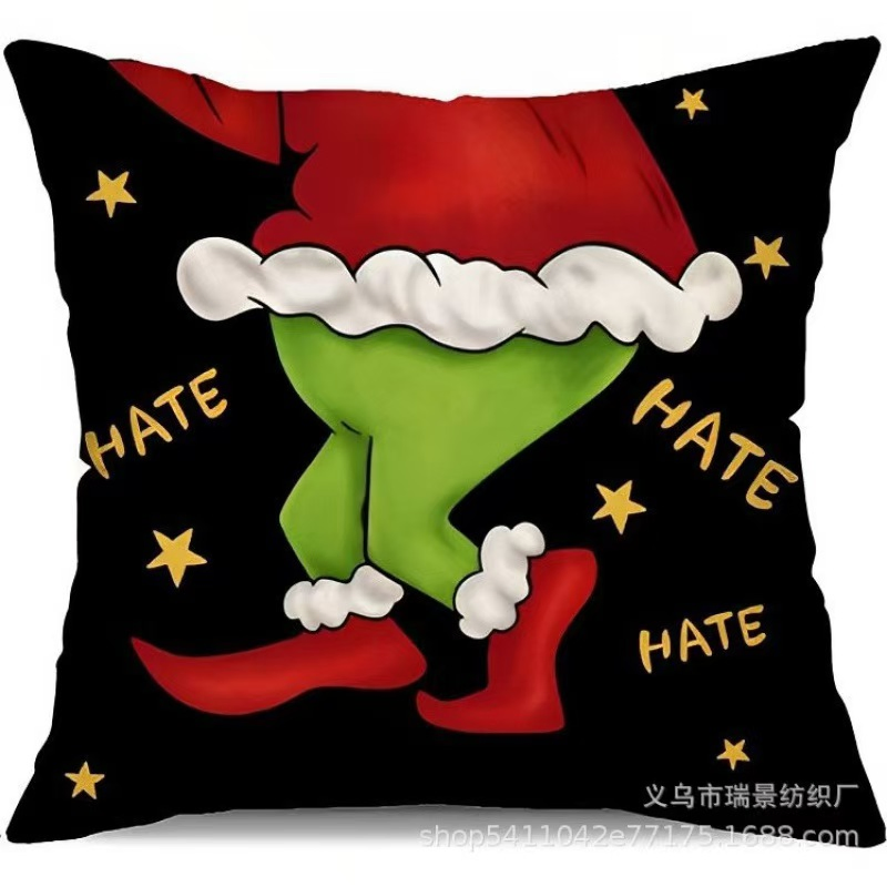 4 PCS Merry Grinch Pillows Decor Farmhouse Christmas Throw Pillow Covers