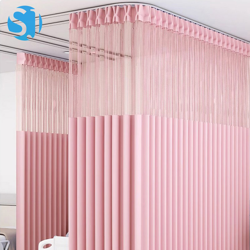 Reusable Washable Medical Cubicle Curtain Flame Retardant Antibacterial Fabric