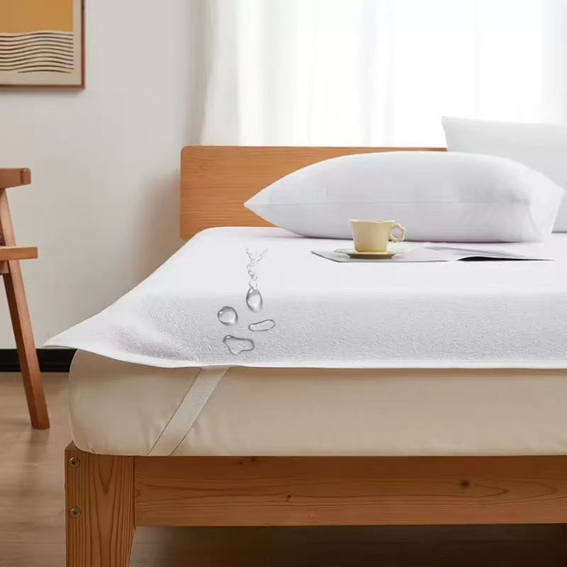 Cotton Terry Laminated with TPU Waterproof Mattress Topper Protector Cover with 4 Corner Elastic Band