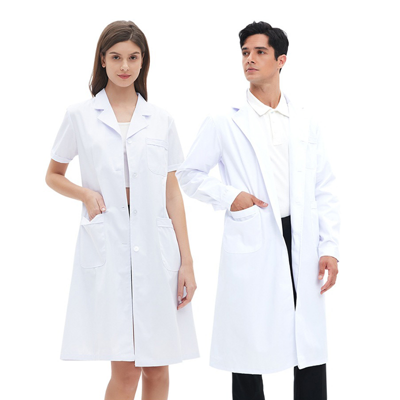Unisex Professional Lab Coat Short &amp; Long Sleeve Medical Gown for Hospital White Lab Coat for Doctor Nurse Student Laboratory Coat Hospital Medical Work Uniform