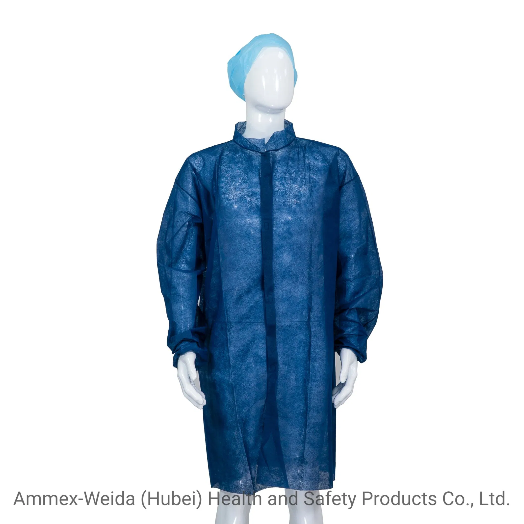 Single Use Lab Coat /Disposable Use PP/SMS/MP Lab Coat for Workshop