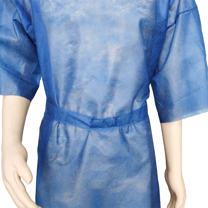 Level 1 Dark Blue Patient Gown Nonwoven Spunbond Ss Medical Isolation Gown Fluid Resistant Universal Disposable Hospital Gowns with Short Sleeve