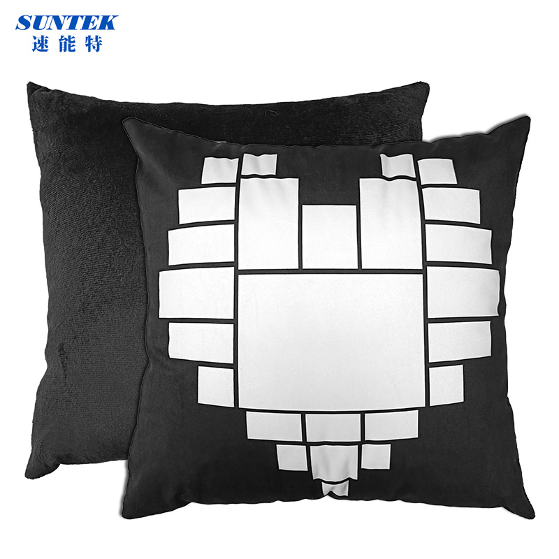 40X40cm Sublimation Peach Skin Velvet Heart Grid Pillow Cover Blank for Heat Press Machine