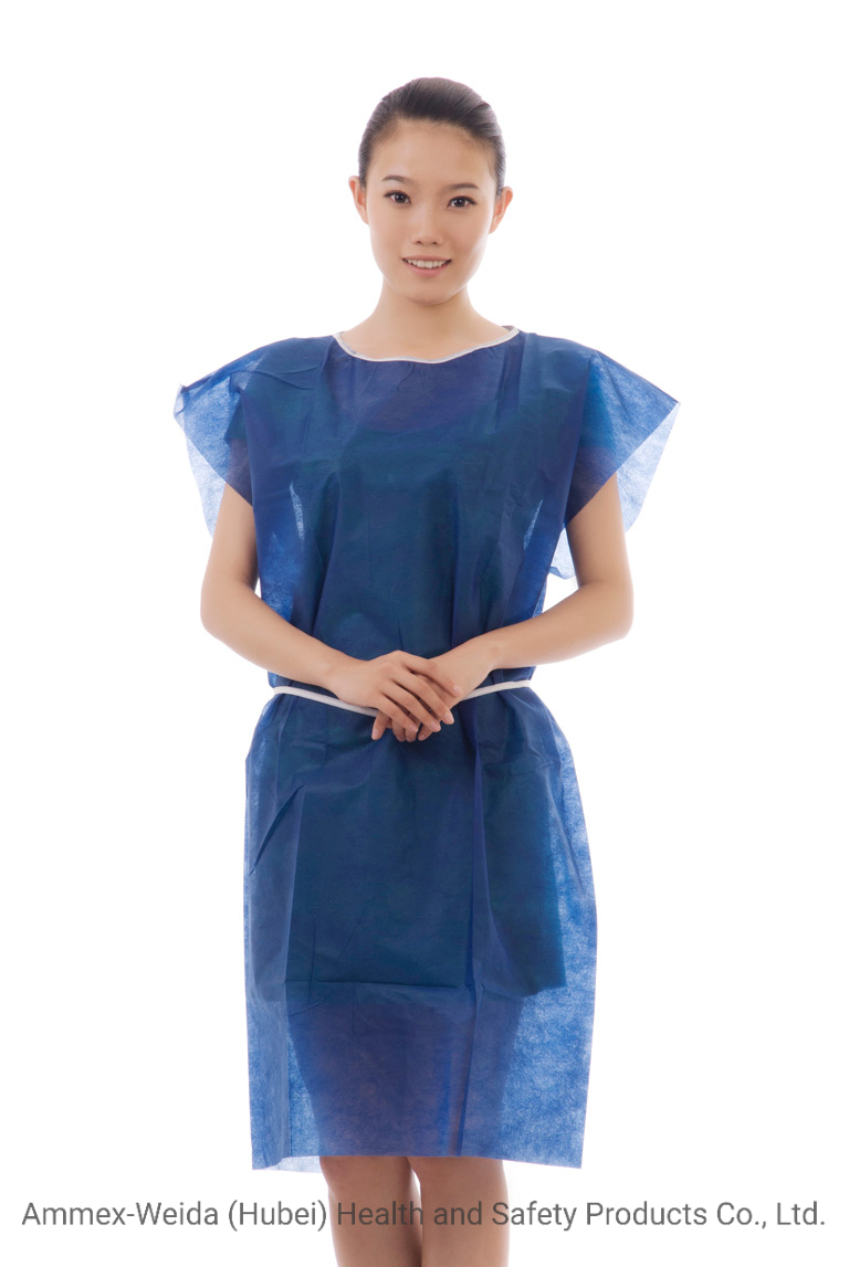 Medical Use Non-Woven Patient Gown Without Sleeves/Disposable Use Dark Blue Patient Gown