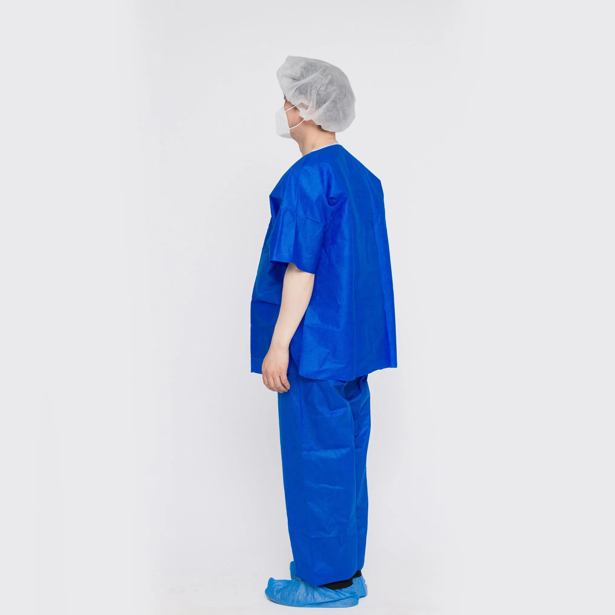 Hot Sale Standard Split Hand-Washing Clothes Health Care V-Neck Scrub Suit Lab Coat with CE Certification