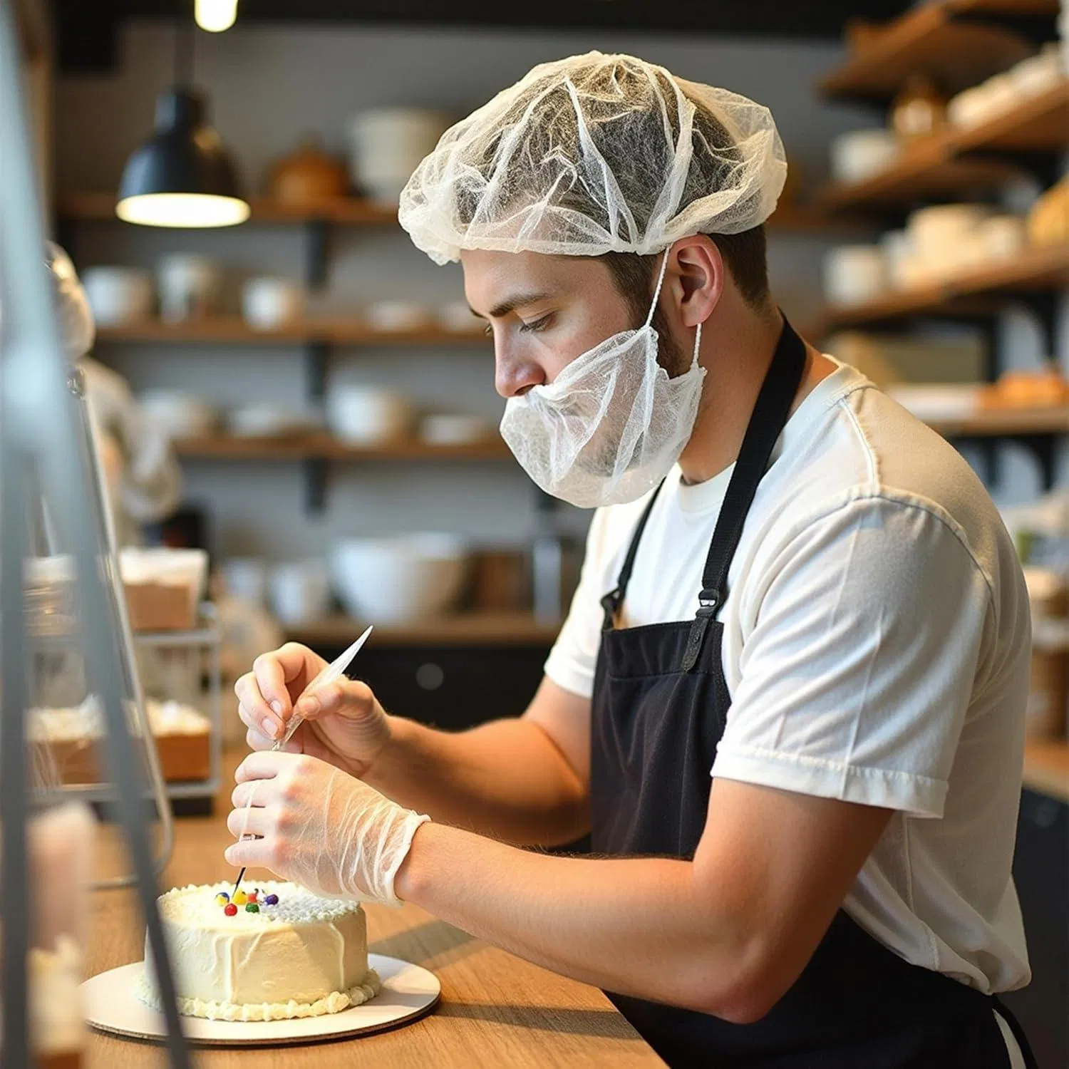 Disposable Breathable Lightweight Elastic Beard Cover for Industrial Construction Workshop Workplace