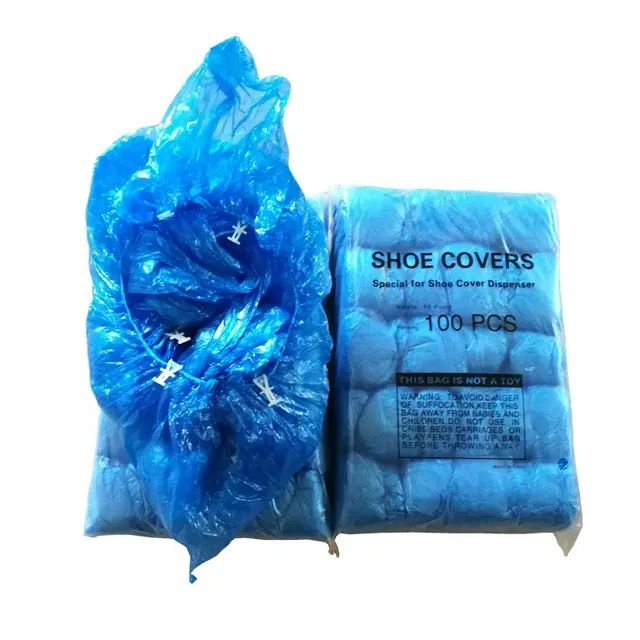 White Blue 2.5gdisposable Polyethylene PE Plastic Waterproof Shoe Covers
