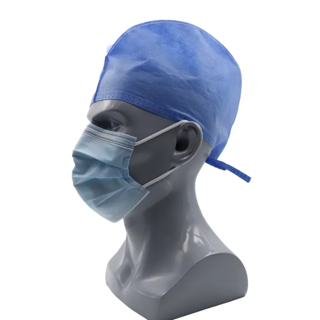 Hot Selling Medical Surgeon Doctor Nurse Cap with Ties for Hospital Lab Cleanroom Use