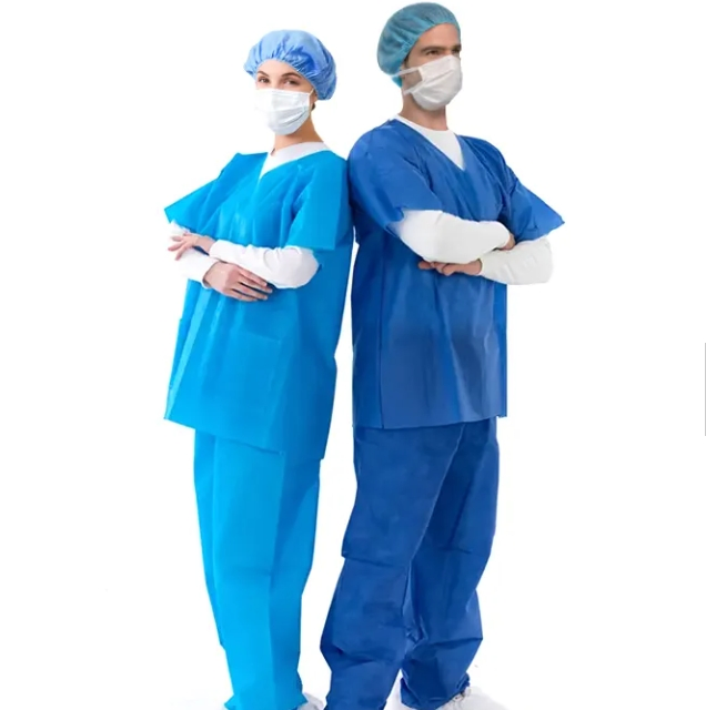 Nonwoven Scrub Suit Sets Hospital Disposable Medical Isloation Gowns for Doctor and Patient