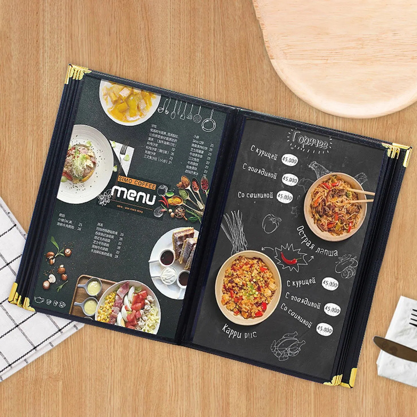 Restaurant Menu Sleeves &amp; Menu Covers, Professional Cover for Menu Booklets