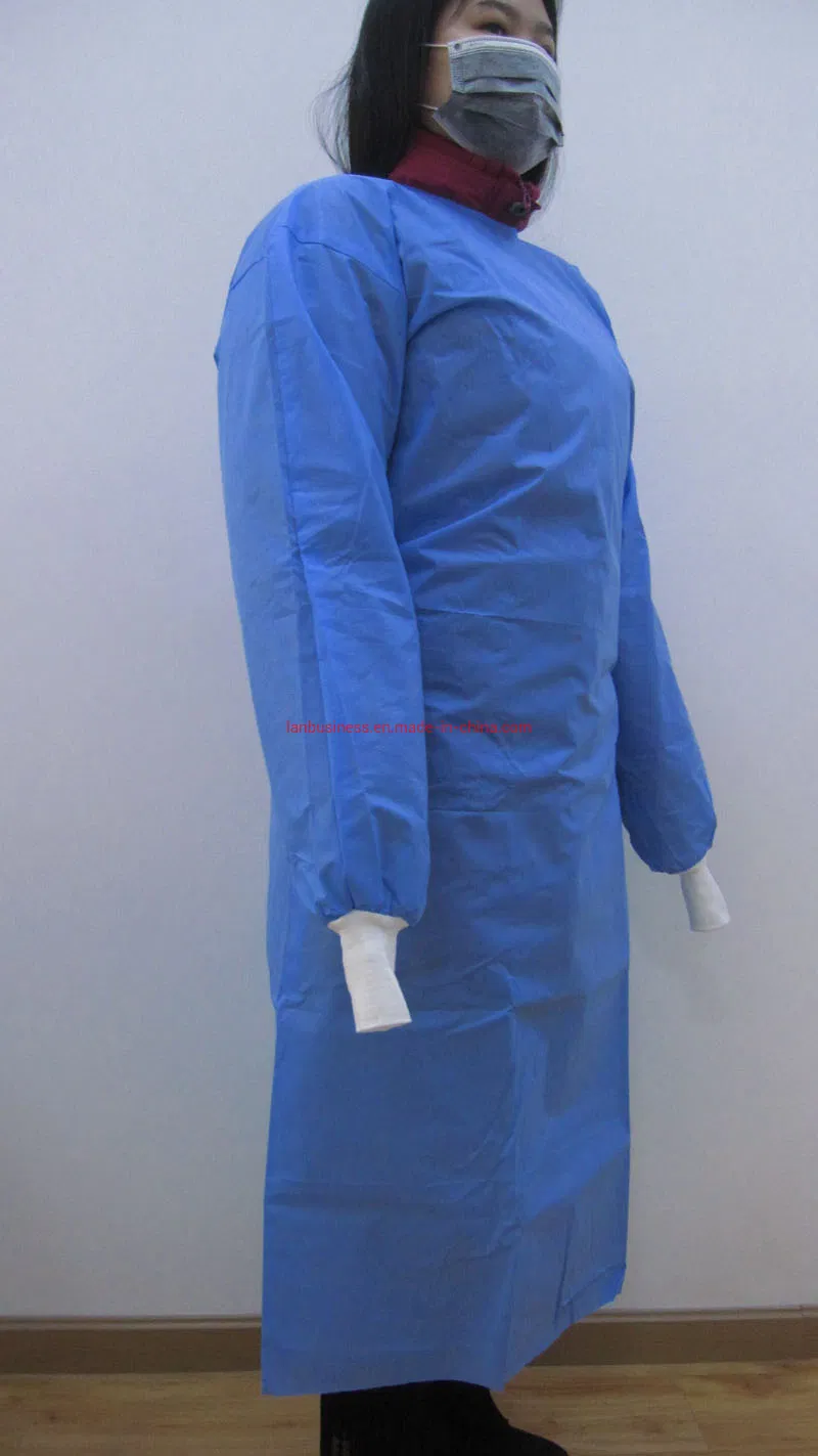 SMS Disposable Lab Coat with Knitted Cuff and Collar (LY-coat)