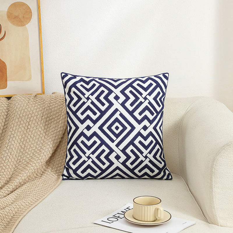 Manufactory Custom Geometric Embroidered Nordic Sofa Decor Pillow Cover