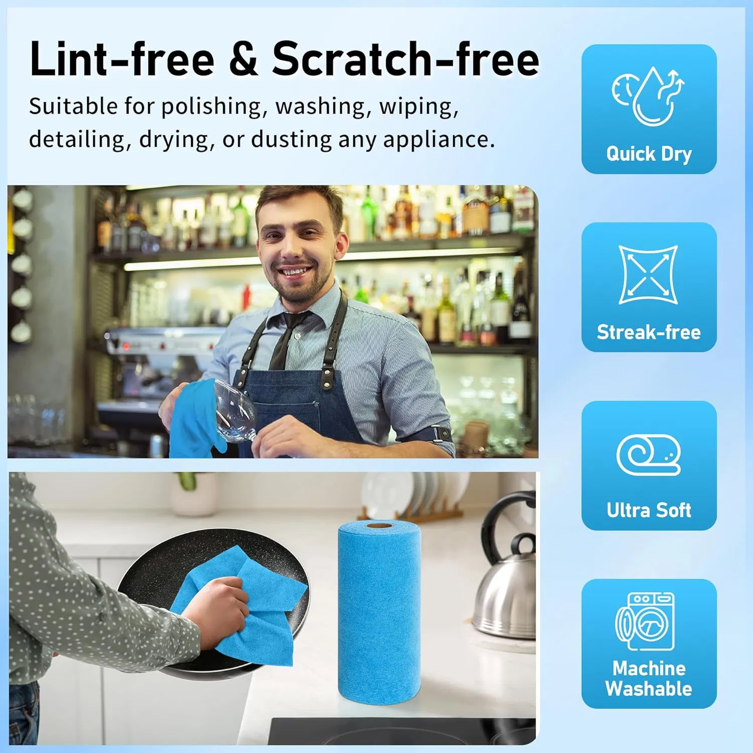 Mrloga Microfiber Towels Rolls Microfiber Disposable Towels Washable Microfibre Cleaning Cloths