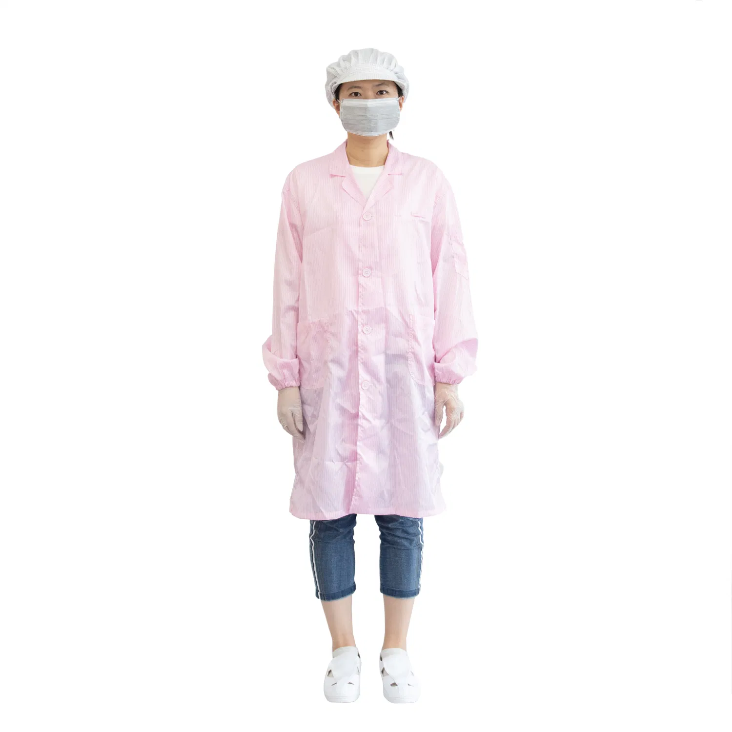 Soft Quality Fabric SGS Test Slipper-Surface Polyester Filament Yarn Anti-Static Gown for Medical Treatment