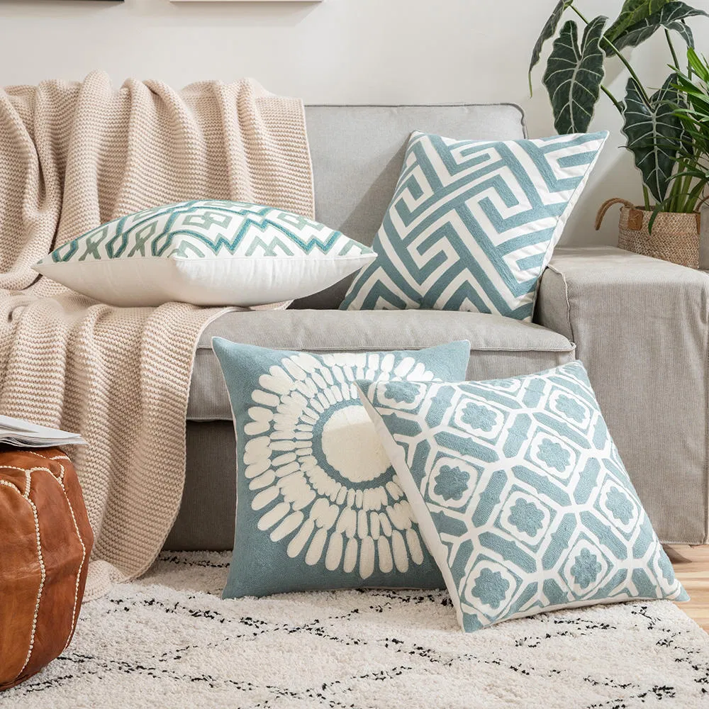 Manufactory Custom Geometric Embroidered Nordic Sofa Decor Pillow Cover