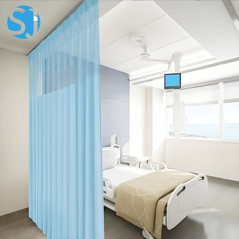 Medical Cubicle Curtain Hospital Curtain Fire Retardant Antibacterial with Track System for Infection Control