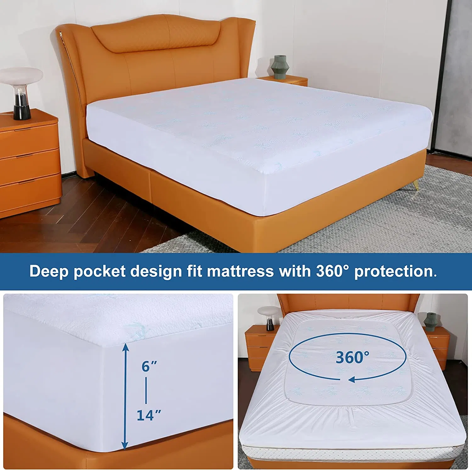 Premium Bamboo Mattress Protector Full Size Waterproof