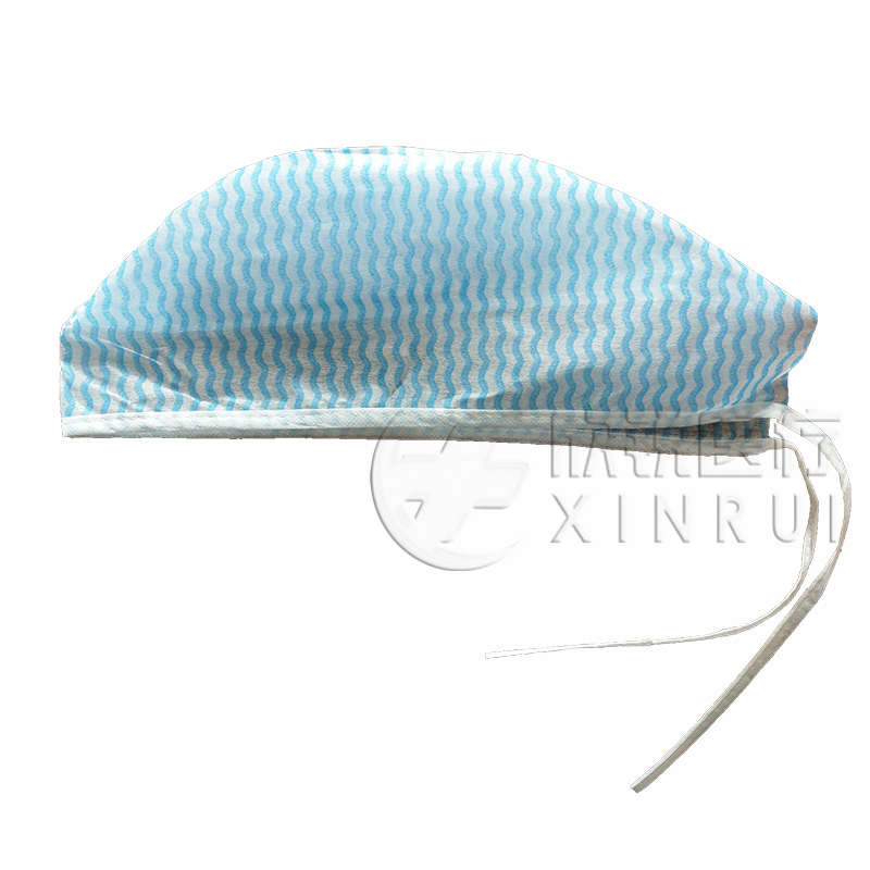 Disposable Medical Doctor Cap Surgeon Cap Surgical Cap with Strip Pattern 19 Inch