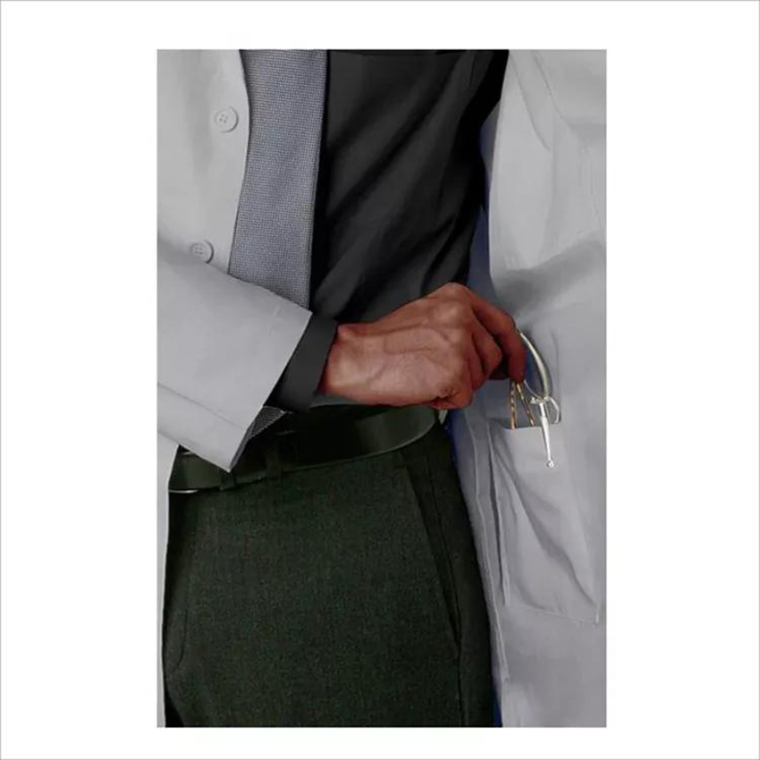 Green Cotton Medical Hospital Workwear Long Sleeves Unisex Lab Coat