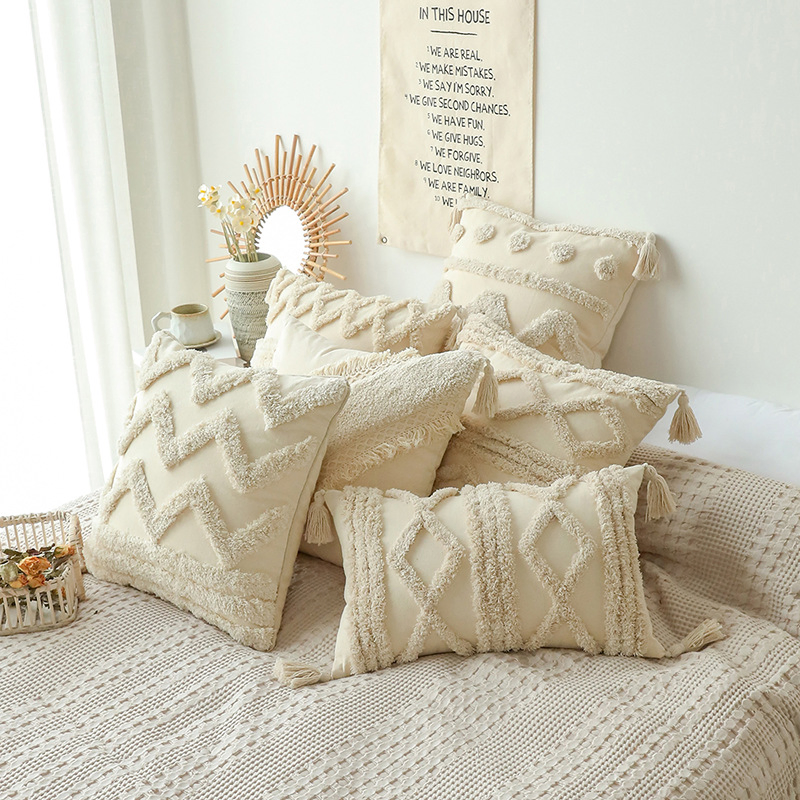 3D Carved Pile Fabrics Pillow Cover Woven Soft Style Pillow Cover