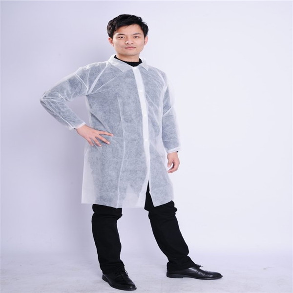 Industry Disposable Non Woven PP PE SMS Fluid Resistant Lab Coat Unwashable