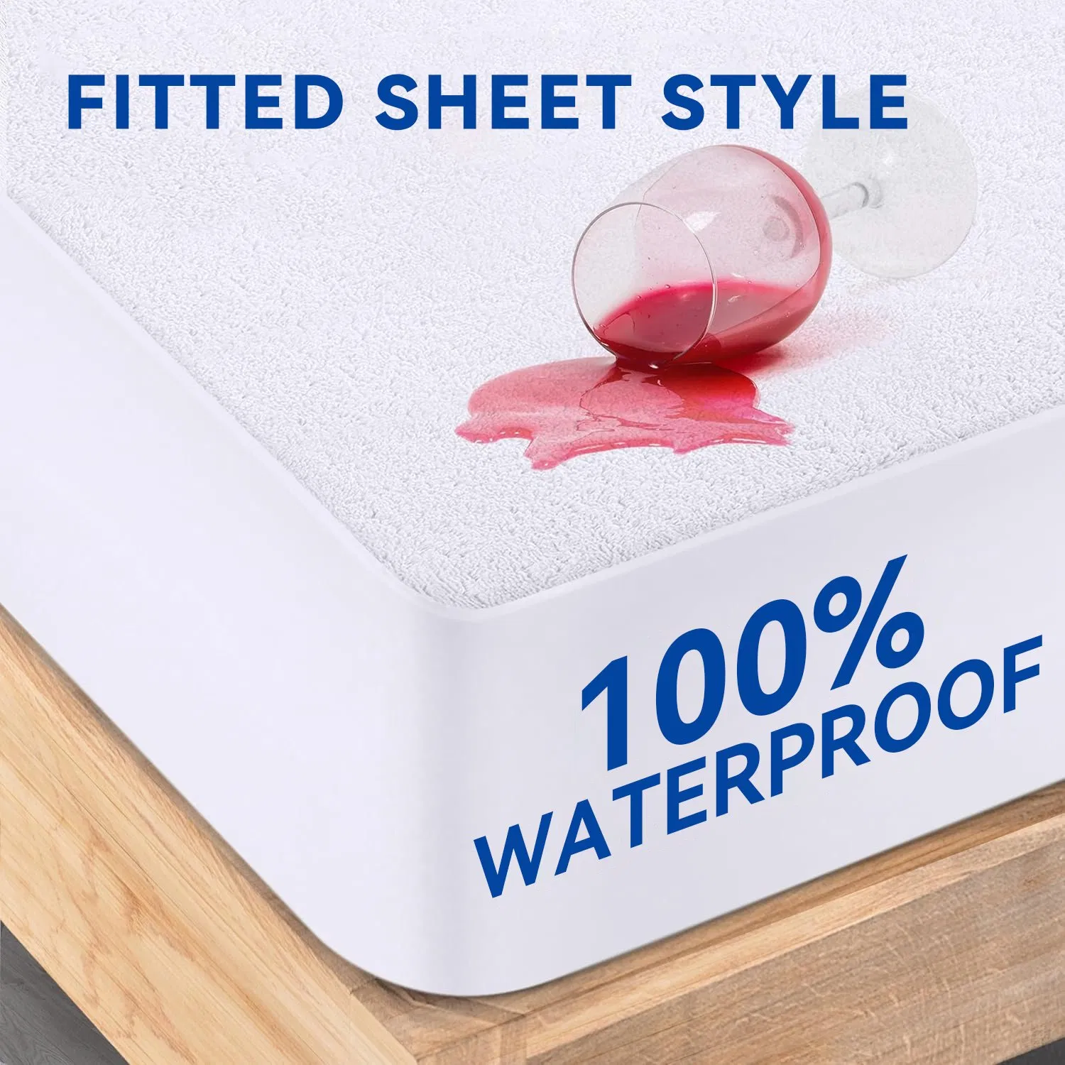 Mattress Protector King Cotton Breathable Mattress Pad Cover Deep Pocket Polyester Terry