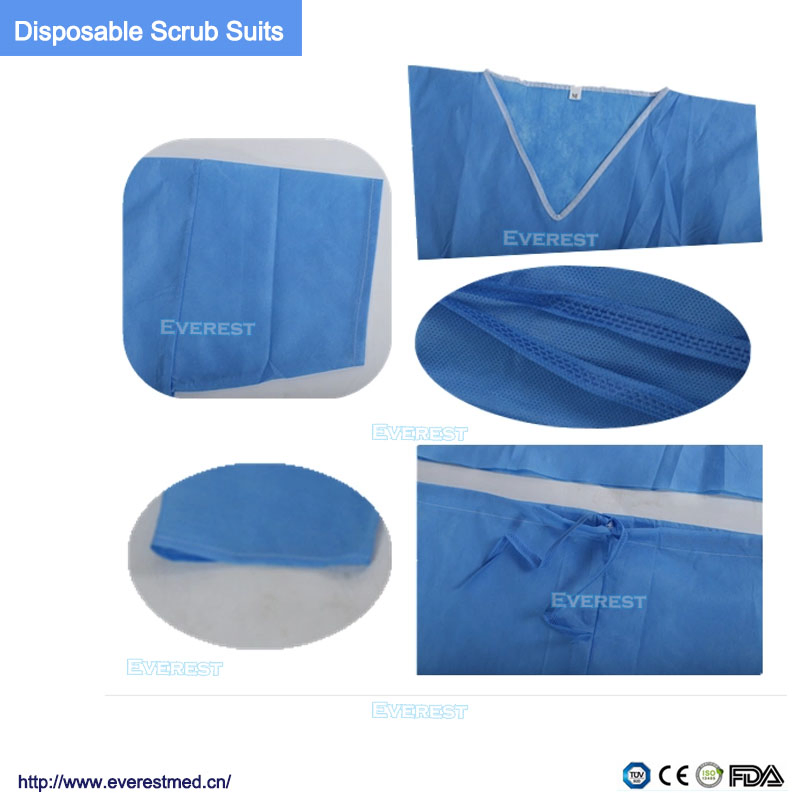 V-Neck Doctor Nonwoven/PP/SMS Disposable Scrubs Suit