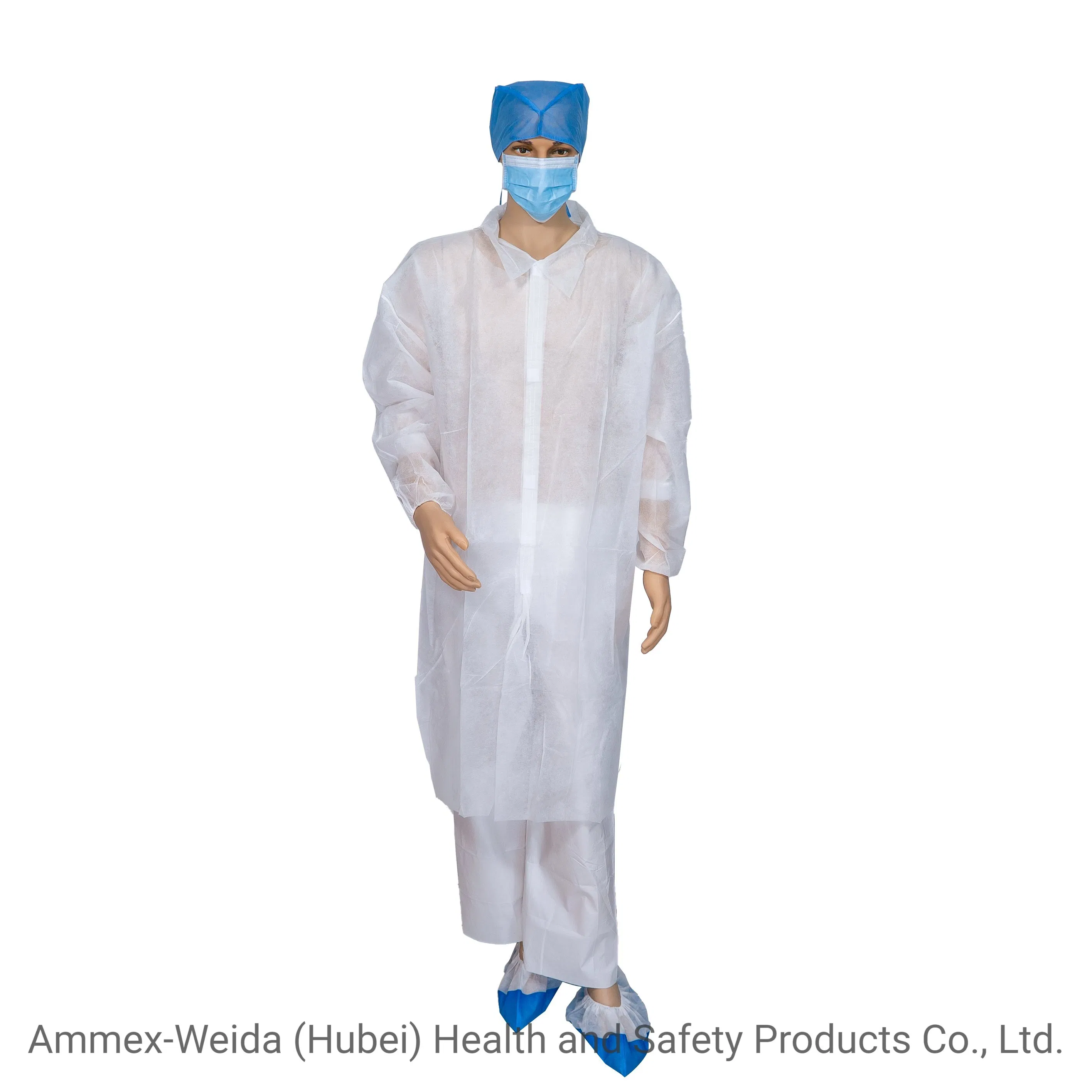 Single Use Lab Coat /Disposable Use PP/SMS/MP Lab Coat for Workshop