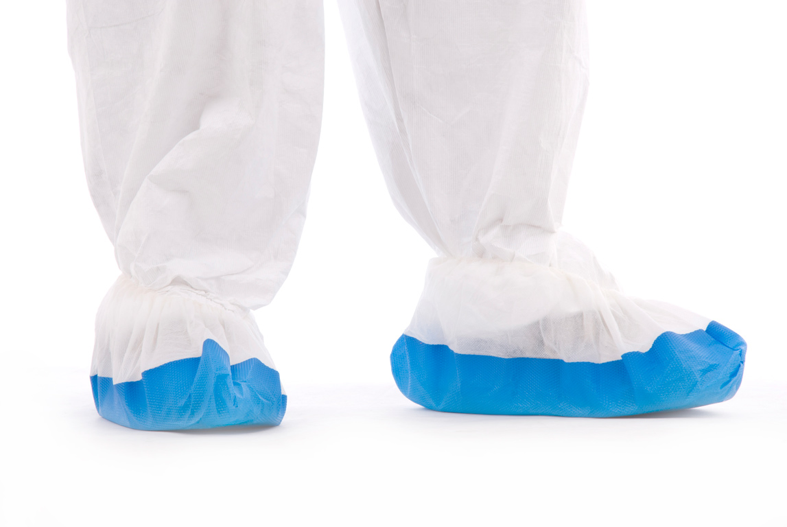 Disposable Medical Use Anti-Bacterial Waterproof Shoe Cover Hospital/Laboratory Use Blue and White PP+CPE Shoe Cover