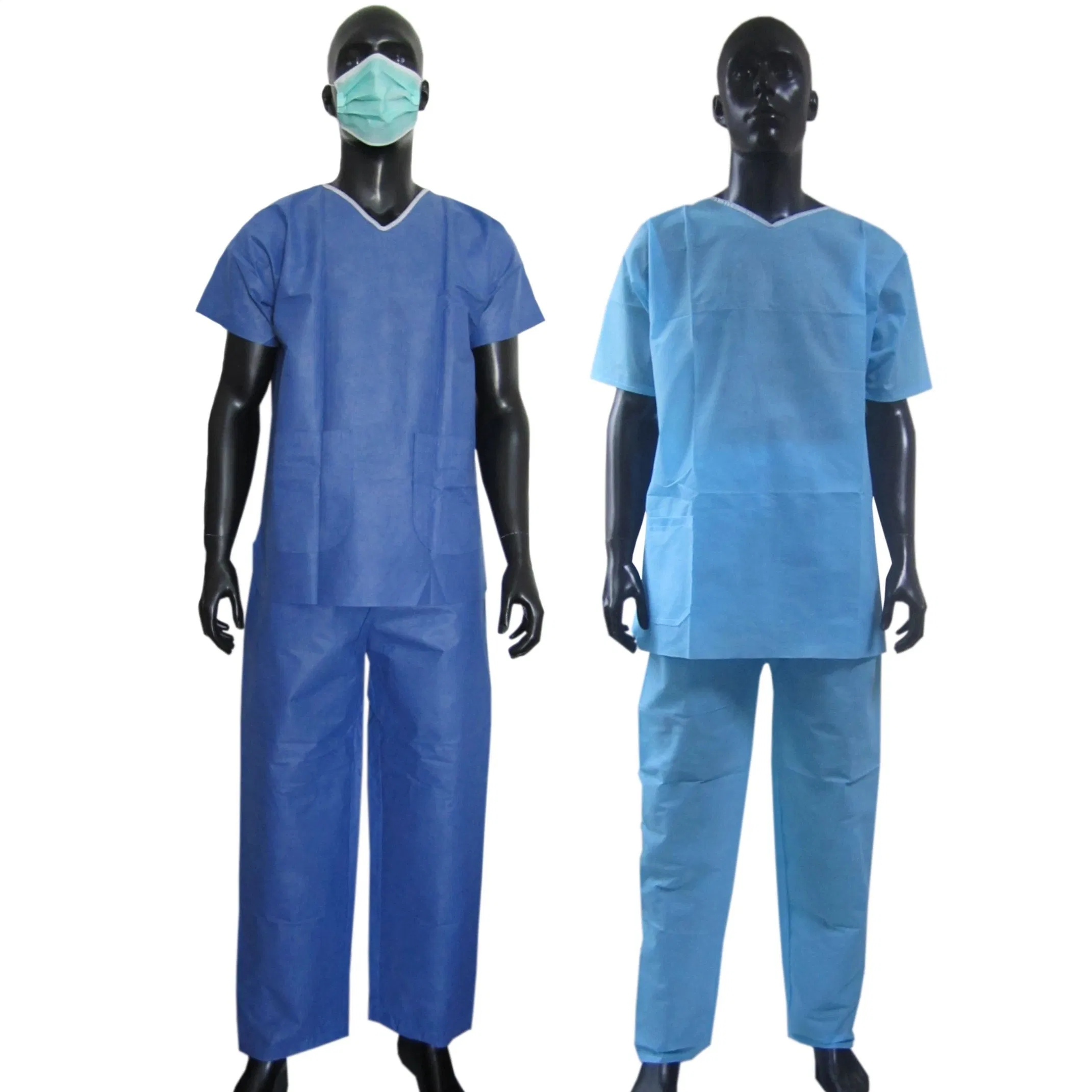 PP SMS Patient Gown Scrub Suit Short Sleeves Shrit with Pants