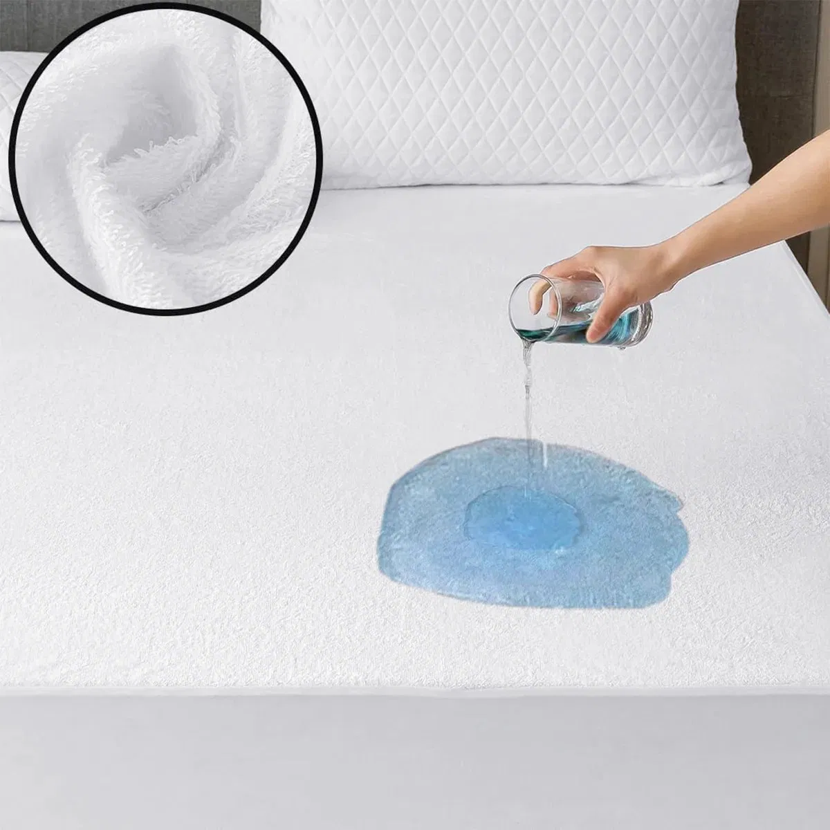 Cotton Terry Breathable TPU Laminated Waterproof Mattress Protector Fitted Sheet