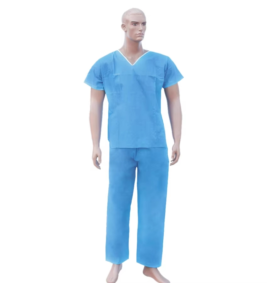 Hospital Disposable Shirts and Pants Scrub Suits for Doctors and Nurses Short Sleeve