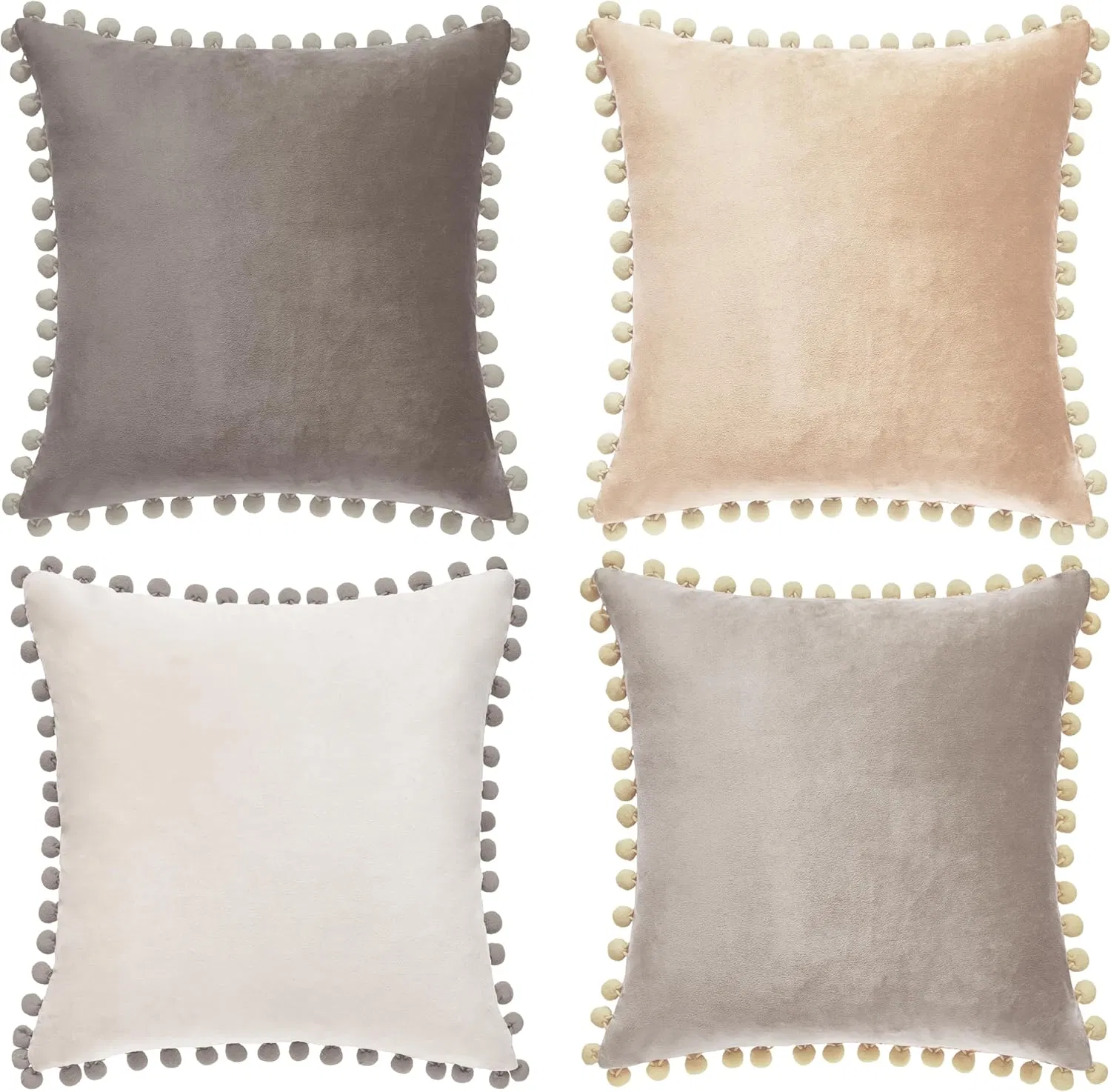 Luxurious Solid Color Wool Ball Pillow Cover for Sofas