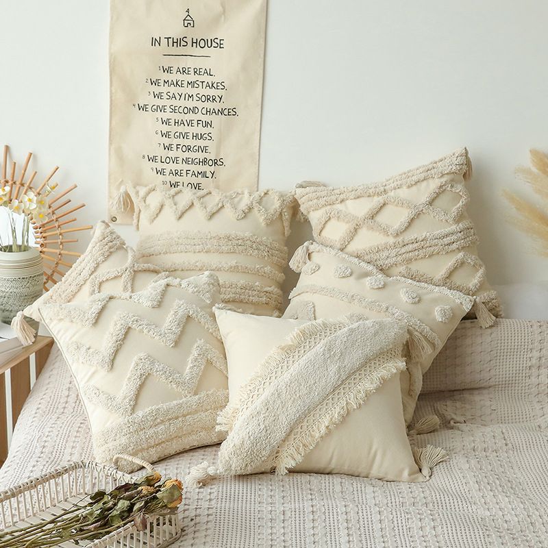 3D Carved Pile Fabrics Pillow Cover Woven Soft Style Pillow Cover